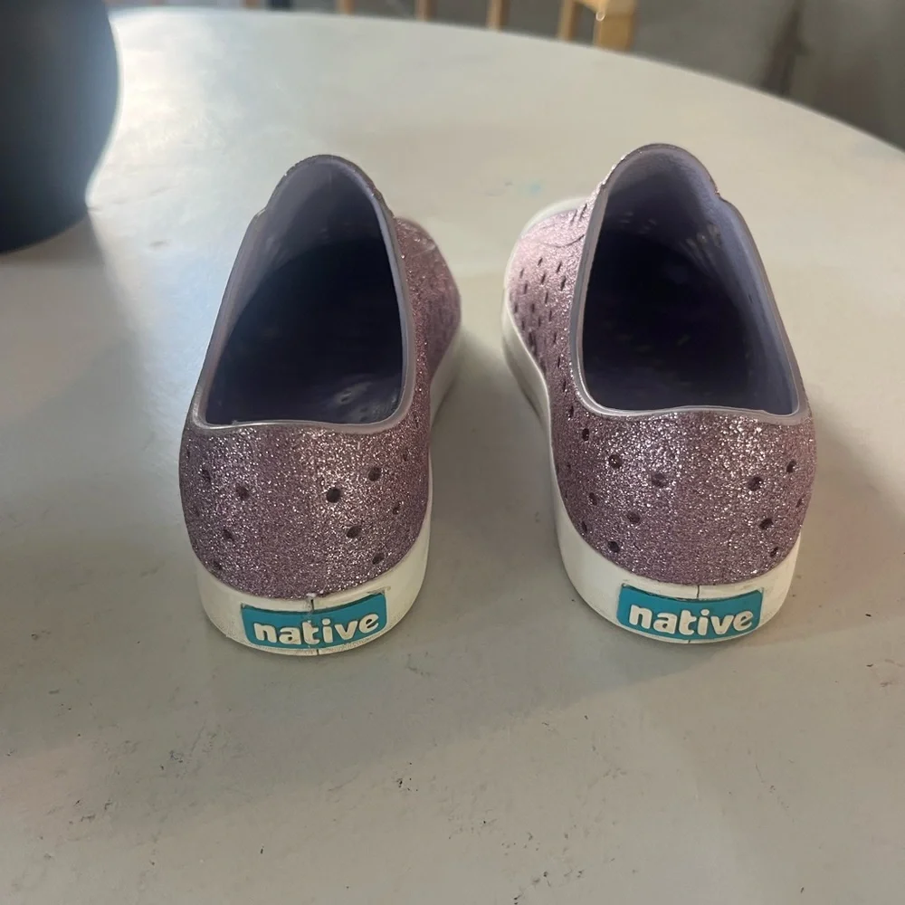 Native Kids Glitter Slip-On Sneakers - Purple and White - Picture 4 of 5
